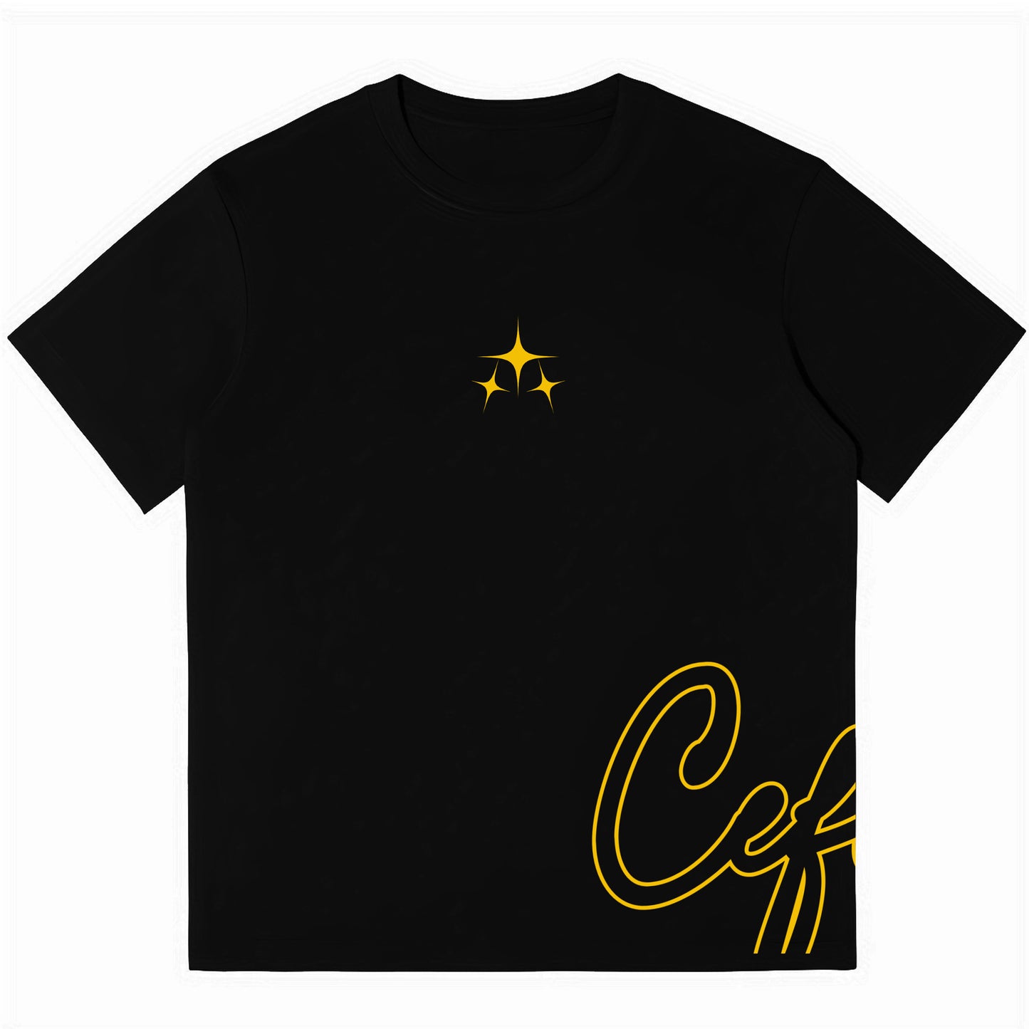 CEFLAIRE "YELLOW STARS" BLACK TEE