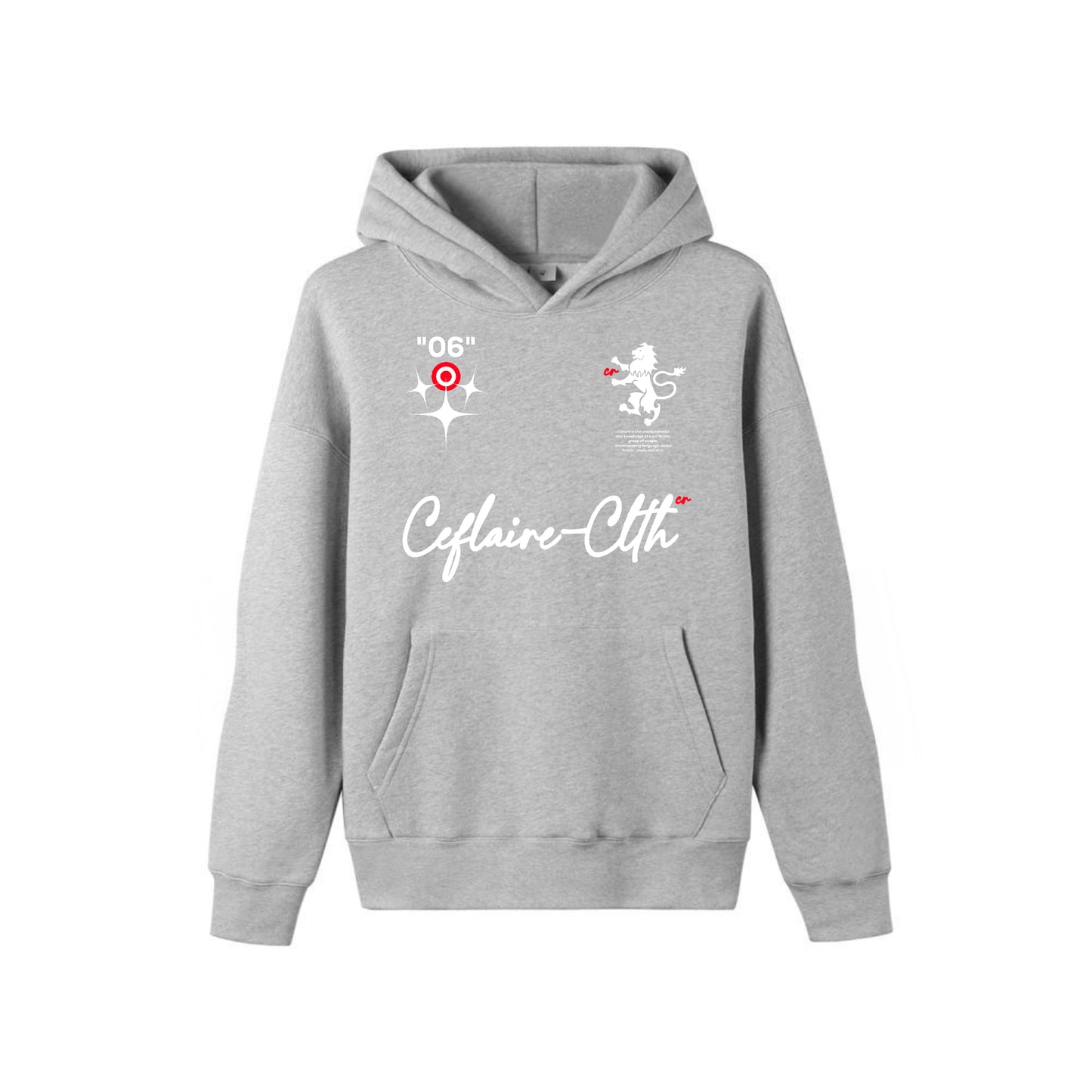 CEFLAIRE "GREY/RED 06" HOODIE (580 GSM)